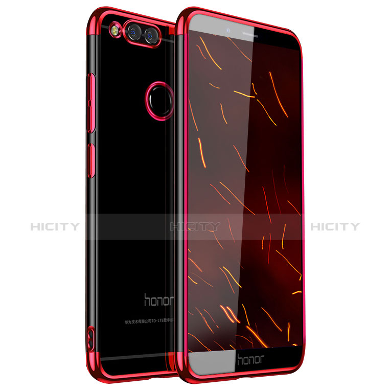 Coque Ultra Fine TPU Souple Housse Etui Transparente H01 pour Huawei Honor Play 7X Rouge Plus