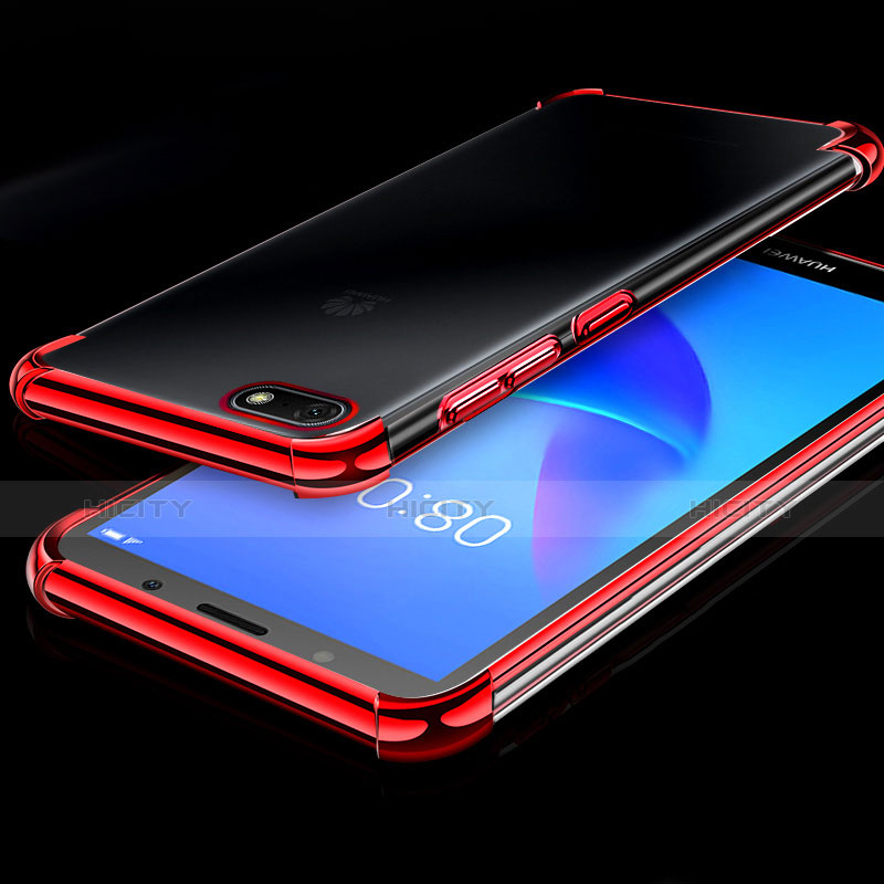 Coque Ultra Fine TPU Souple Housse Etui Transparente H01 pour Huawei Y5 Prime (2018) Rouge Plus