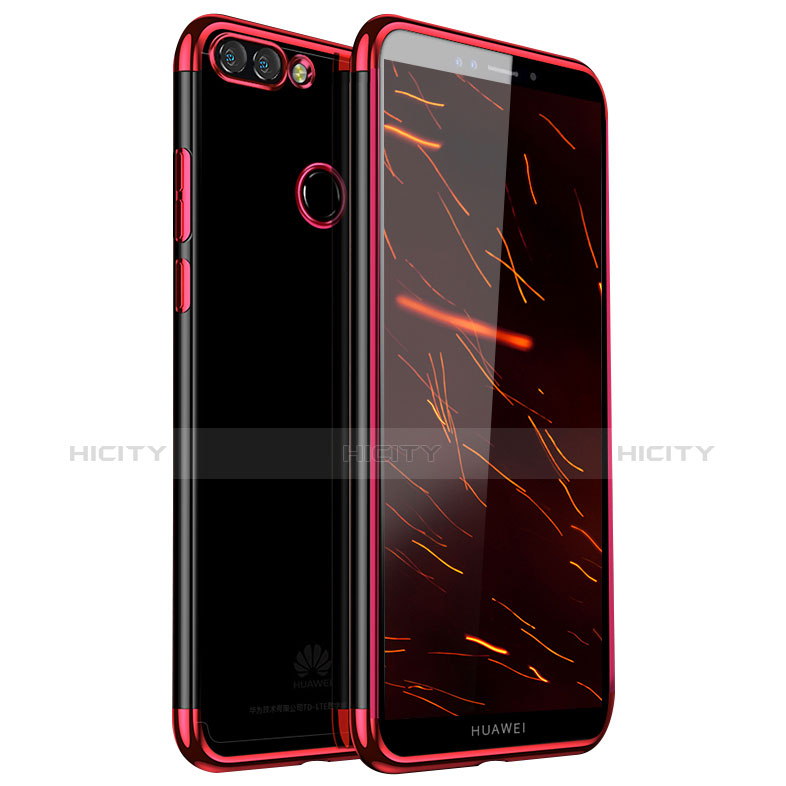 Coque Ultra Fine TPU Souple Housse Etui Transparente H01 pour Huawei Y9 (2018) Rouge Plus