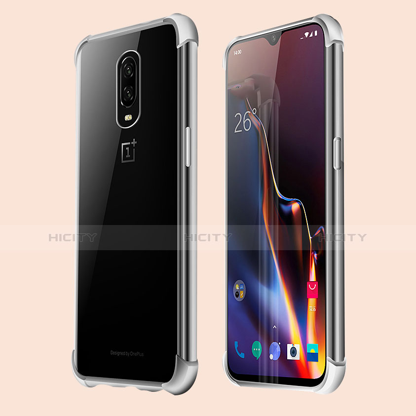 Coque Ultra Fine TPU Souple Housse Etui Transparente H01 pour OnePlus 6T Argent Plus