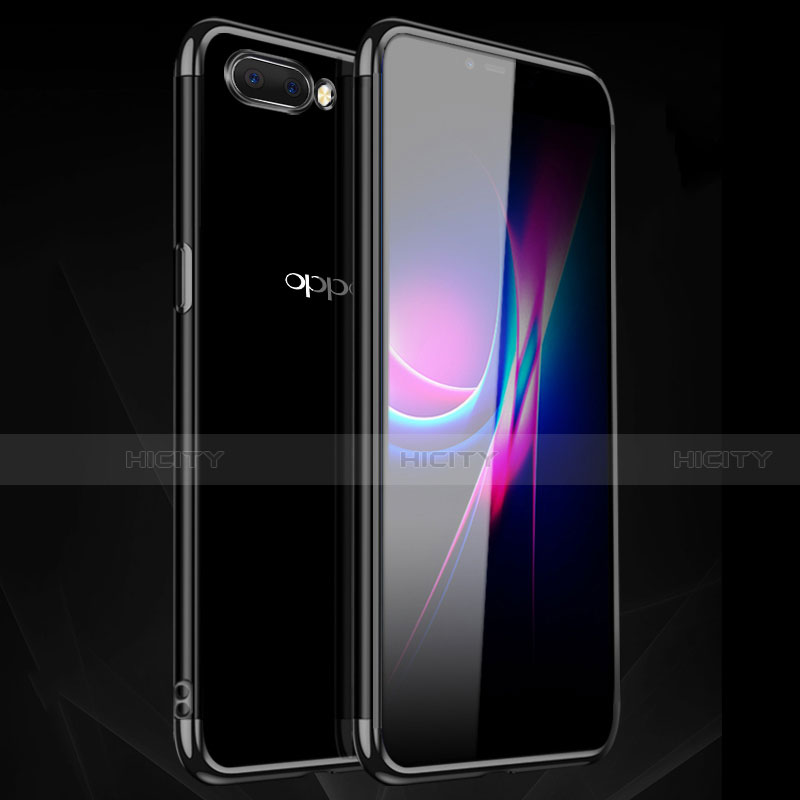 Coque Ultra Fine TPU Souple Housse Etui Transparente H01 pour Oppo A12e Noir Plus