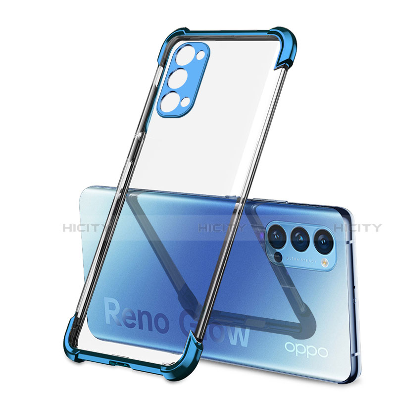 Coque Ultra Fine TPU Souple Housse Etui Transparente H01 pour Oppo Reno4 5G Bleu Plus