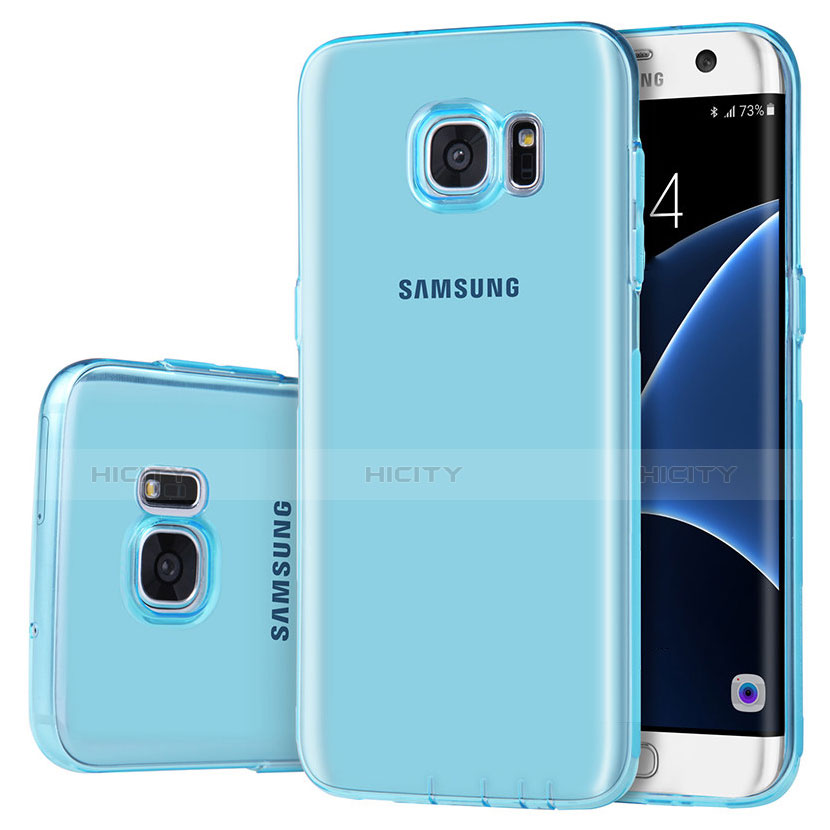 Coque Ultra Fine TPU Souple Housse Etui Transparente H01 pour Samsung Galaxy S7 Edge G935F Bleu Plus