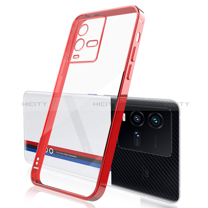 Coque Ultra Fine TPU Souple Housse Etui Transparente H01 pour Vivo iQOO 10 5G Rouge Plus