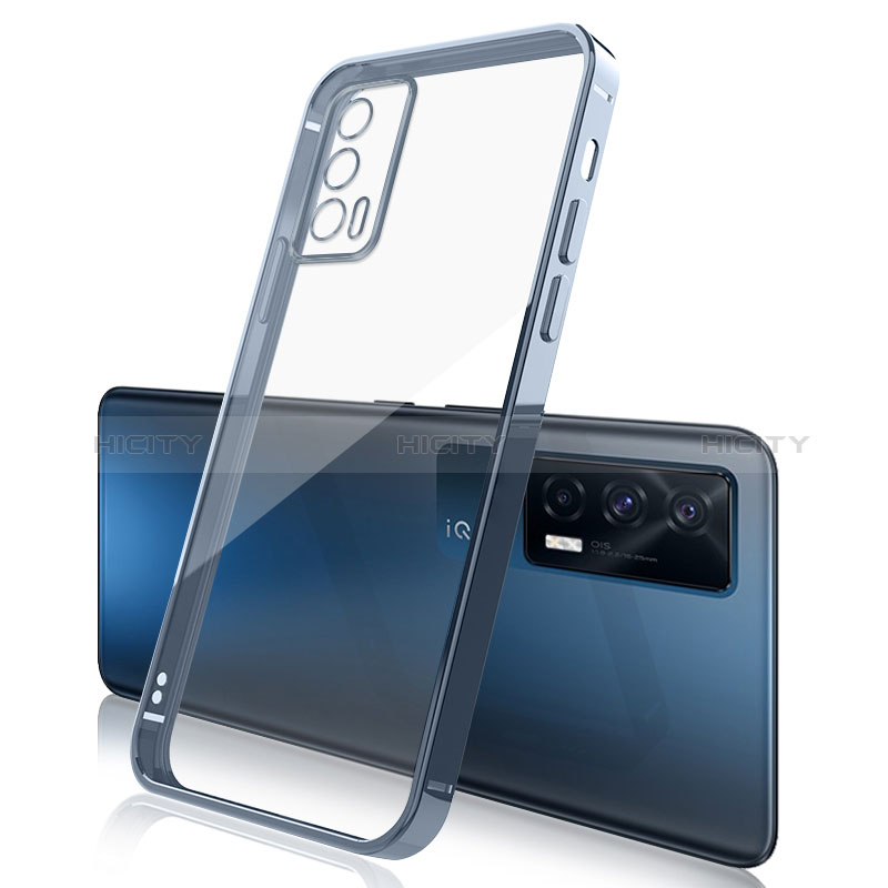 Coque Ultra Fine TPU Souple Housse Etui Transparente H01 pour Vivo iQOO 7 India 5G Bleu Plus