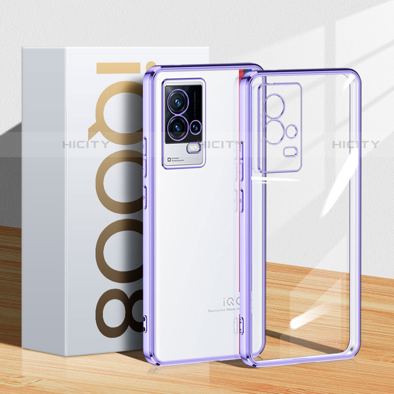 Coque Ultra Fine TPU Souple Housse Etui Transparente H01 pour Vivo iQOO 8 Pro 5G Violet Plus