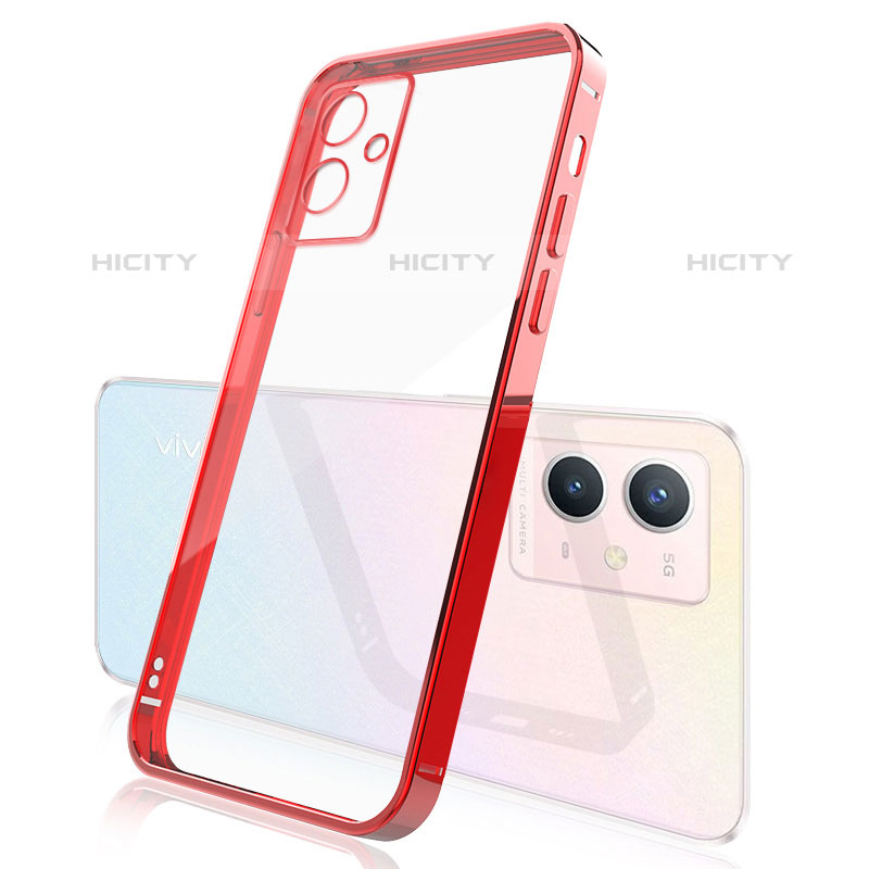 Coque Ultra Fine TPU Souple Housse Etui Transparente H01 pour Vivo iQOO Z6 5G Rouge Plus