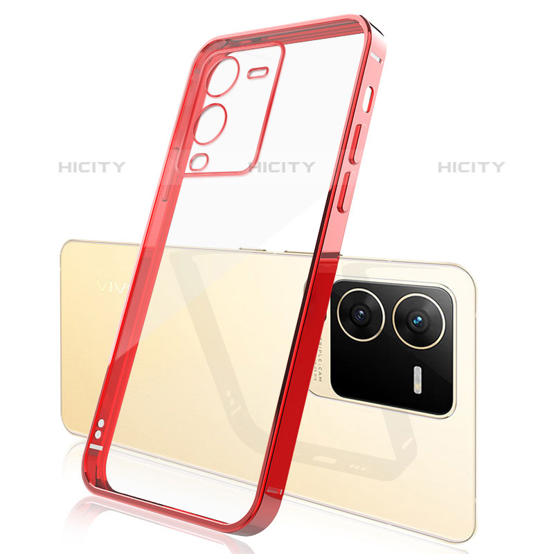 Coque Ultra Fine TPU Souple Housse Etui Transparente H01 pour Vivo V25 Pro 5G Rouge Plus