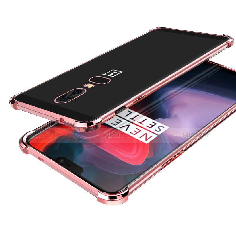 Coque Ultra Fine TPU Souple Housse Etui Transparente H02 pour OnePlus 6 Or Rose Plus