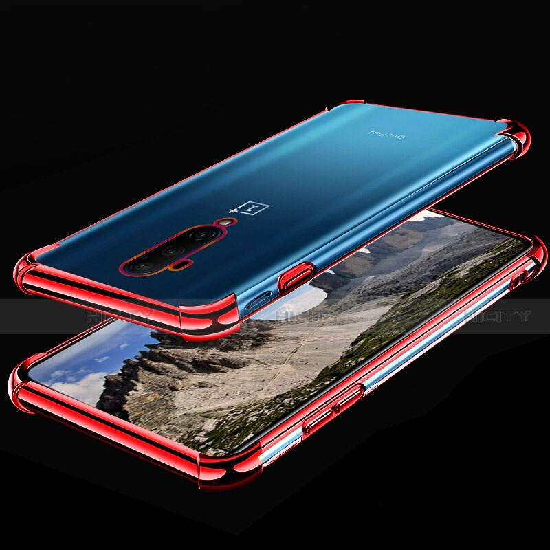 Coque Ultra Fine TPU Souple Housse Etui Transparente H02 pour OnePlus 7T Pro 5G Rouge Plus