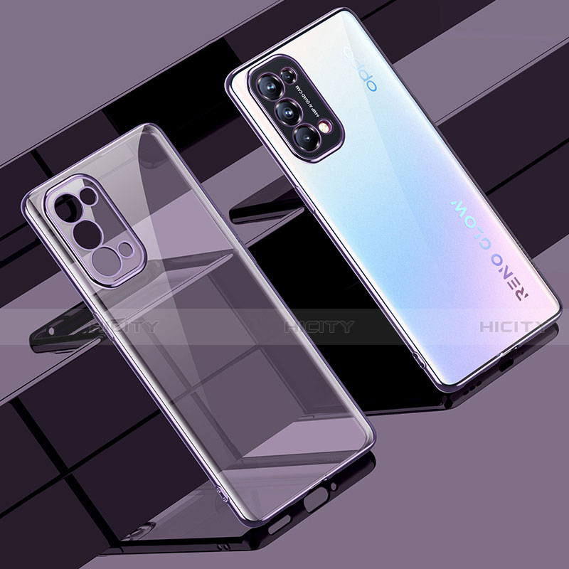 Coque Ultra Fine TPU Souple Housse Etui Transparente H02 pour Oppo Reno5 5G Violet Plus