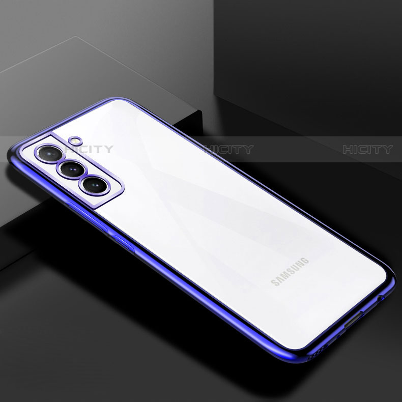 Coque Ultra Fine TPU Souple Housse Etui Transparente H02 pour Samsung Galaxy S21 5G Bleu Plus