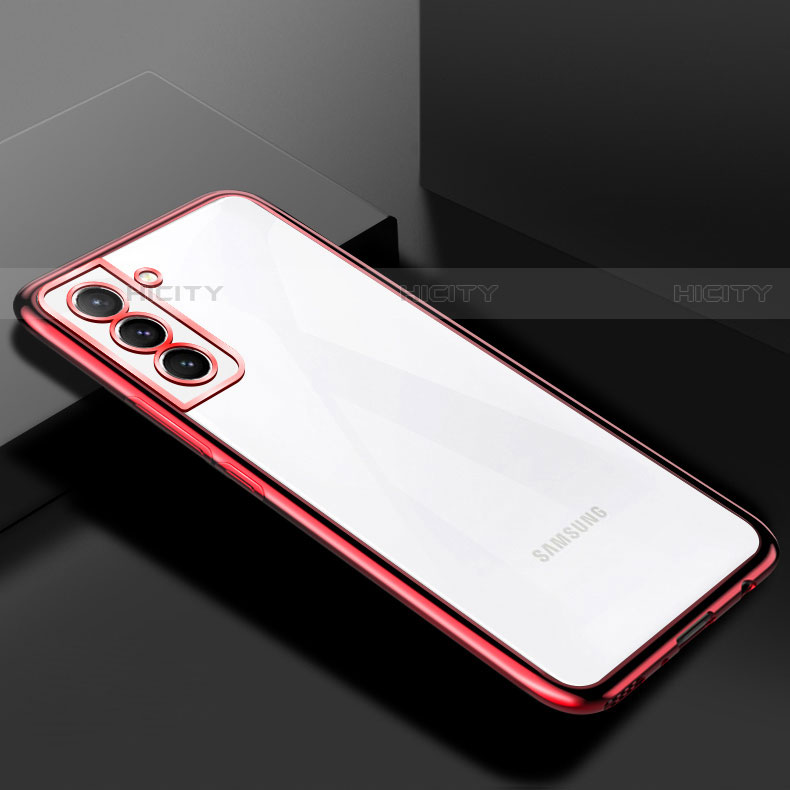 Coque Ultra Fine TPU Souple Housse Etui Transparente H02 pour Samsung Galaxy S21 5G Rouge Plus