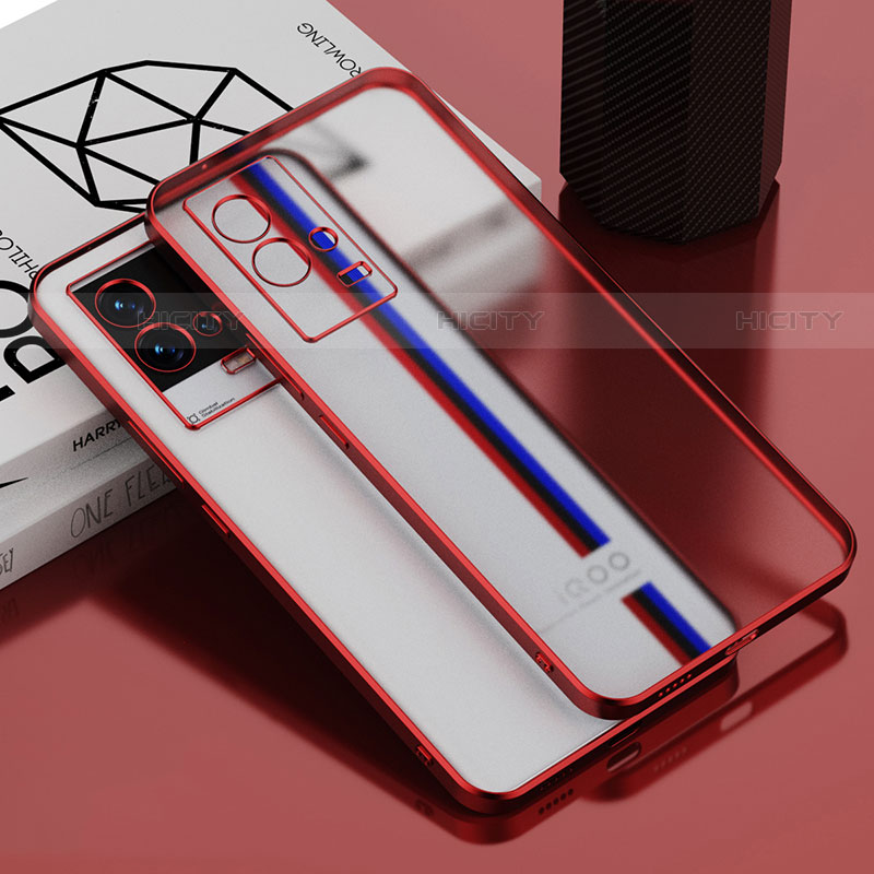 Coque Ultra Fine TPU Souple Housse Etui Transparente H02 pour Vivo iQOO 8 5G Rouge Plus