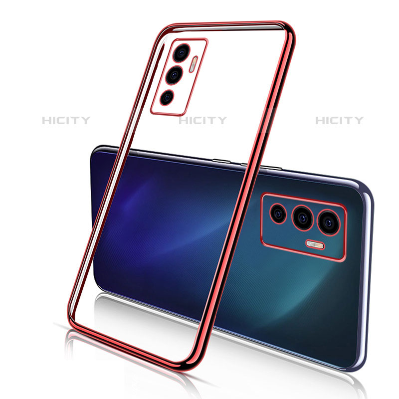 Coque Ultra Fine TPU Souple Housse Etui Transparente H02 pour Vivo V23e 5G Rouge Plus