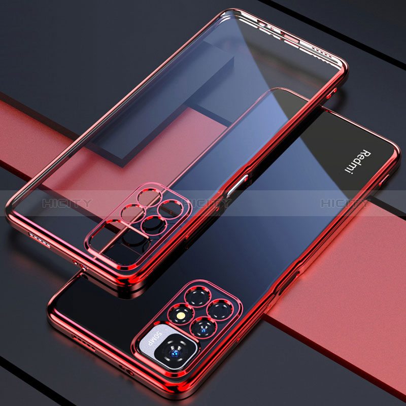 Coque Ultra Fine TPU Souple Housse Etui Transparente H02 pour Xiaomi Redmi Note 11 4G (2021) Rouge Plus