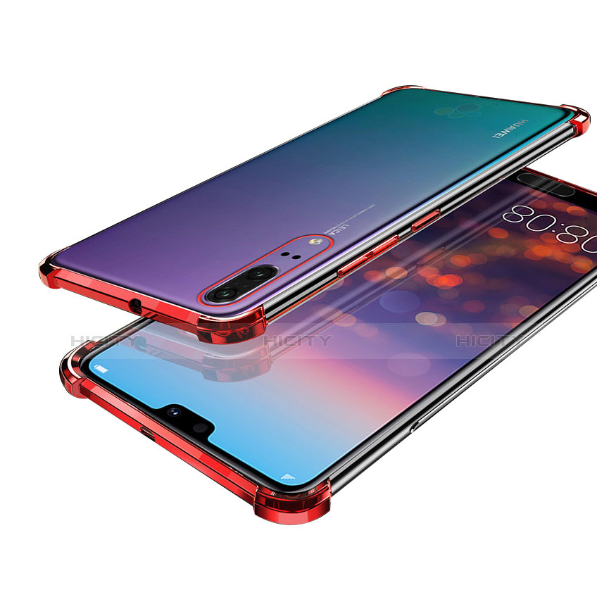 Coque Ultra Fine TPU Souple Housse Etui Transparente H03 pour Huawei P20 Rouge Plus