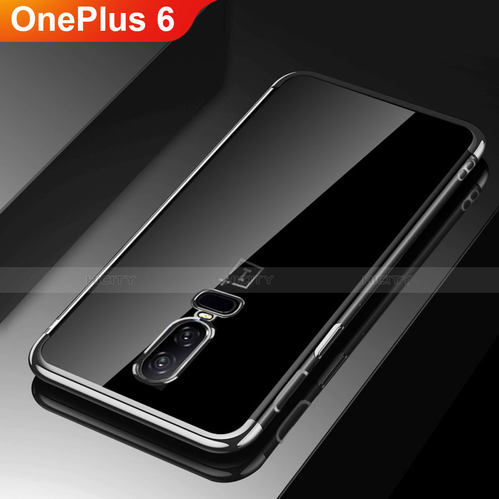 Coque Ultra Fine TPU Souple Housse Etui Transparente H03 pour OnePlus 6 Noir Plus