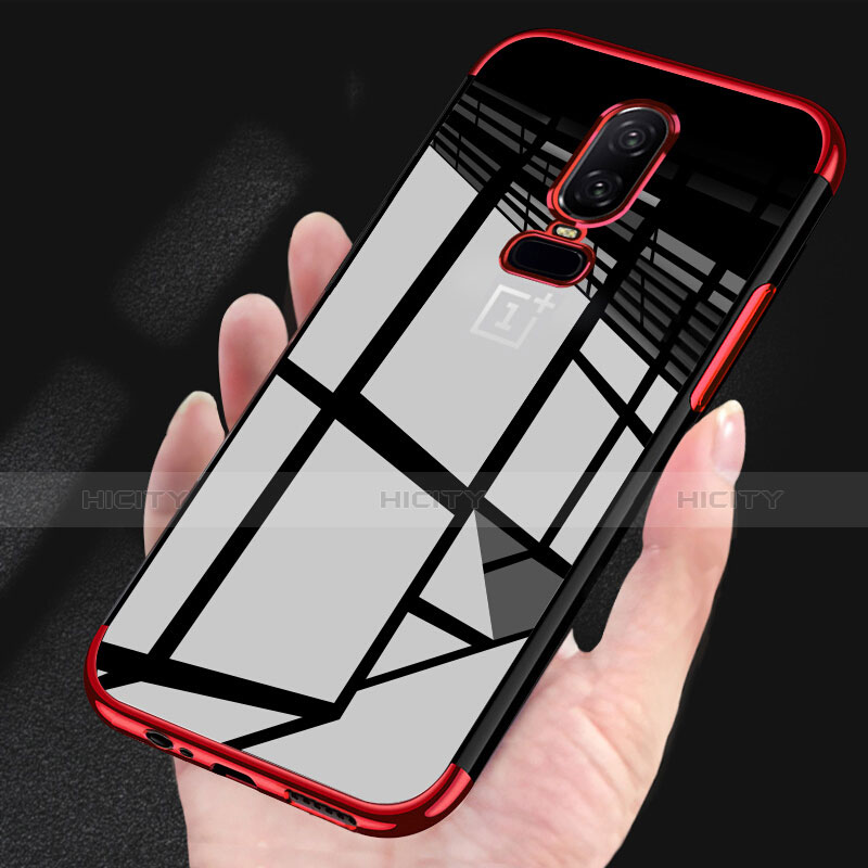 Coque Ultra Fine TPU Souple Housse Etui Transparente H03 pour OnePlus 6 Rouge Plus