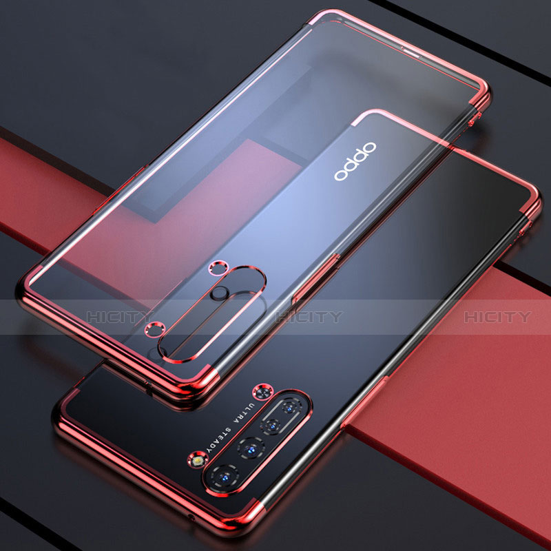 Coque Ultra Fine TPU Souple Housse Etui Transparente H03 pour Oppo F15 Rouge Plus