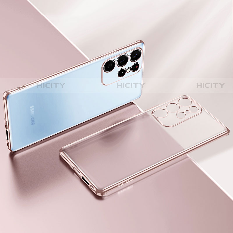 Coque Ultra Fine TPU Souple Housse Etui Transparente H03 pour Samsung Galaxy S23 Ultra 5G Or Rose Plus