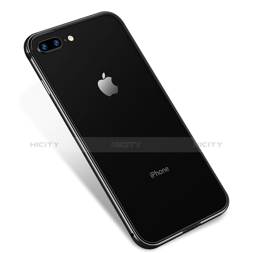 Coque Ultra Fine TPU Souple Housse Etui Transparente H04 pour Apple iPhone 8 Plus Noir Plus