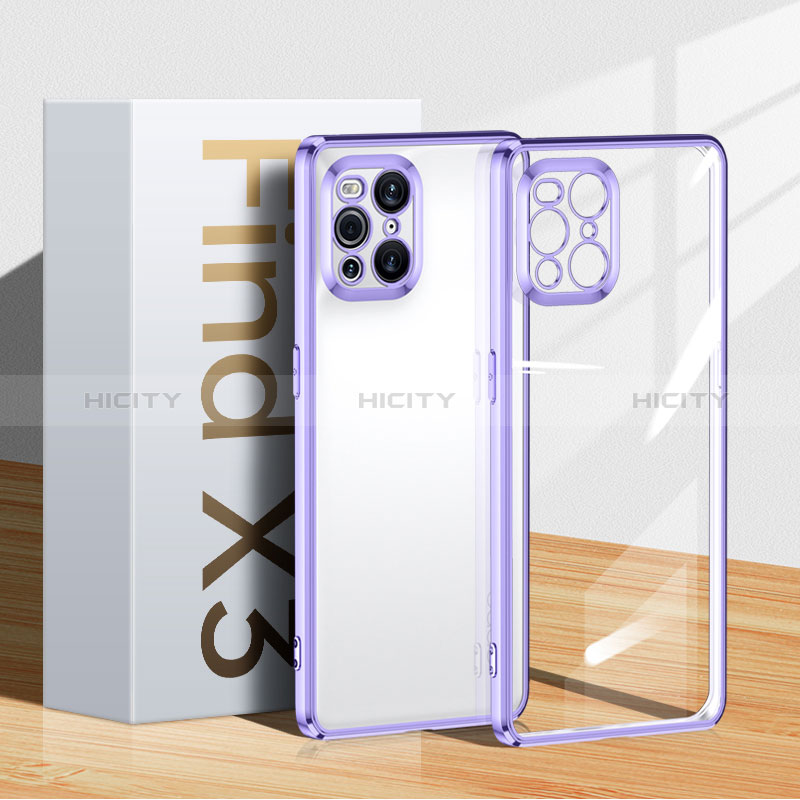 Coque Ultra Fine TPU Souple Housse Etui Transparente H04 pour Oppo Find X3 5G Violet Plus