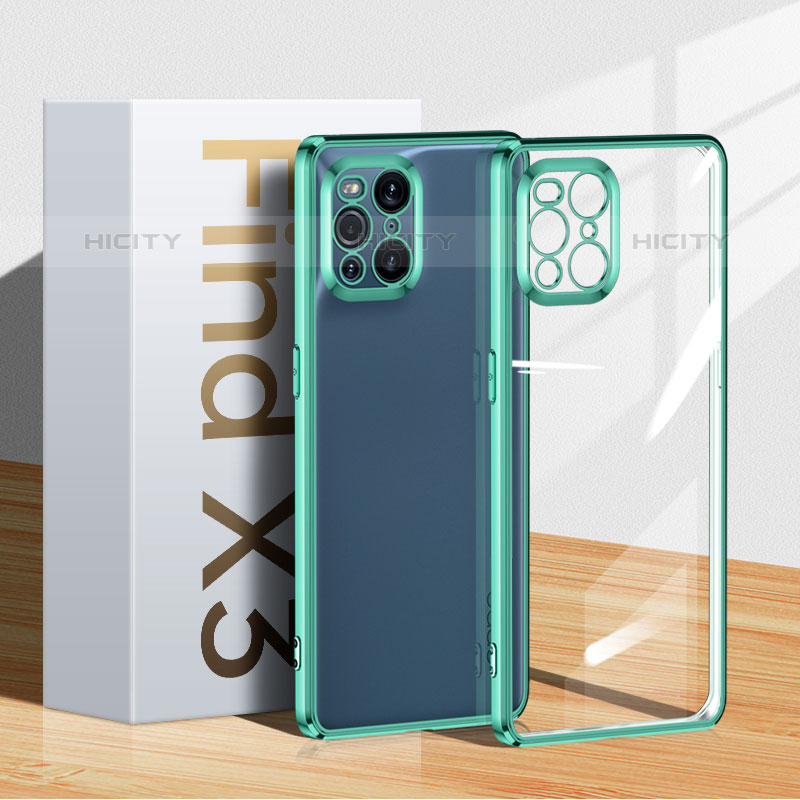 Coque Ultra Fine TPU Souple Housse Etui Transparente H04 pour Oppo Find X3 Pro 5G Vert Plus