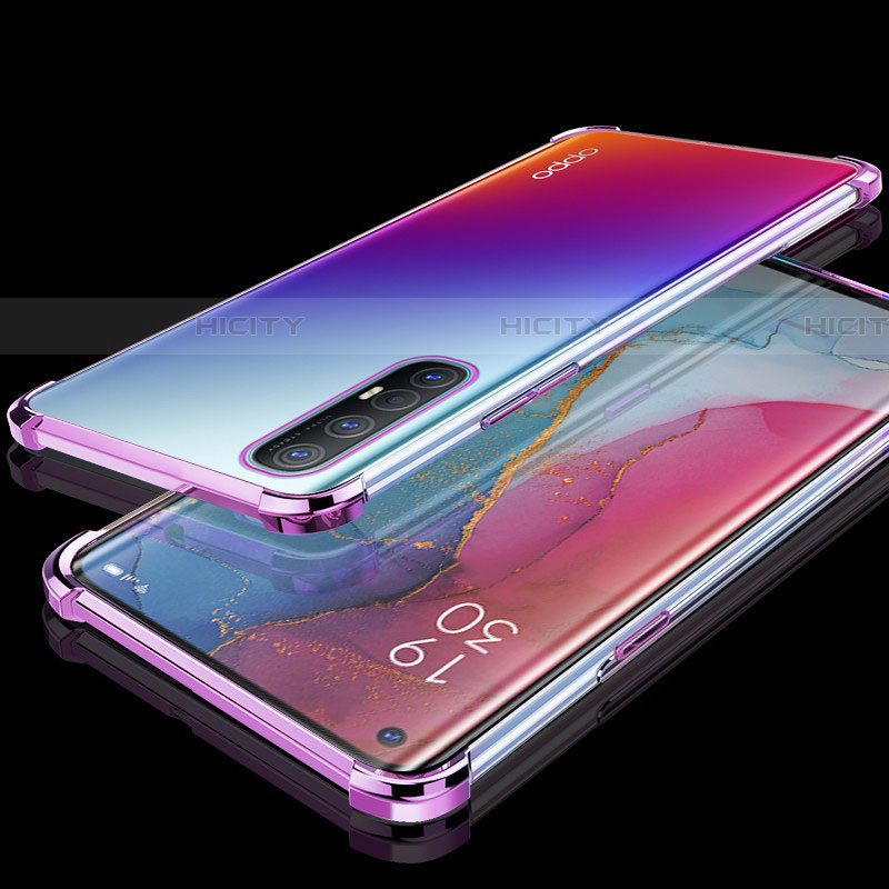 Coque Ultra Fine TPU Souple Housse Etui Transparente H04 pour Oppo Reno3 Pro Violet Plus