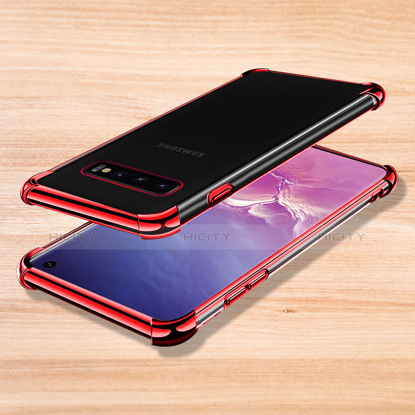 Coque Ultra Fine TPU Souple Housse Etui Transparente H04 pour Samsung Galaxy S10 Rouge Plus