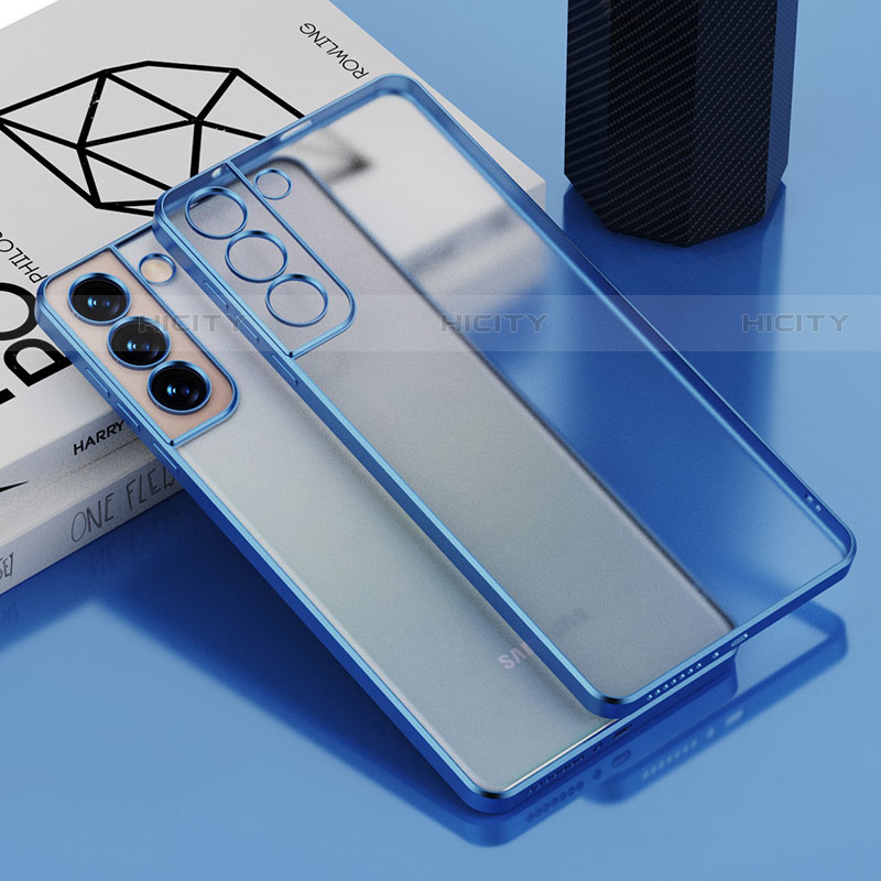 Coque Ultra Fine TPU Souple Housse Etui Transparente H04 pour Samsung Galaxy S21 FE 5G Bleu Plus
