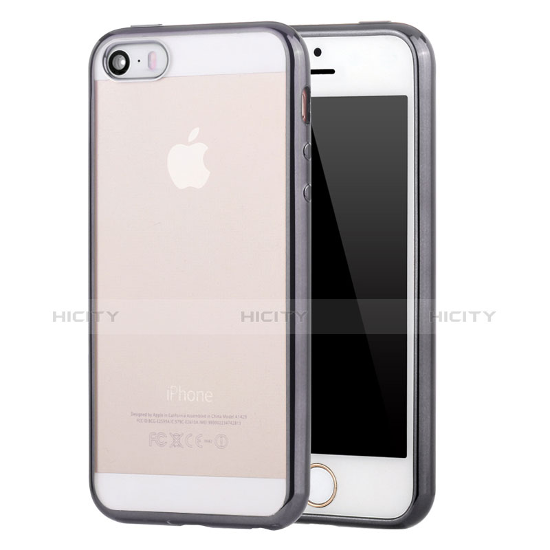 Coque Ultra Fine TPU Souple Housse Etui Transparente H05 pour Apple iPhone 5 Gris Plus