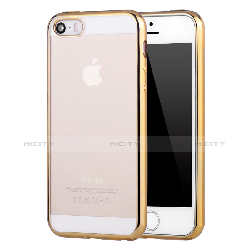 Coque Ultra Fine TPU Souple Housse Etui Transparente H05 pour Apple iPhone 5 Or Plus