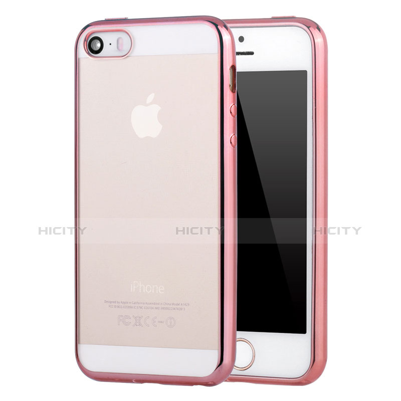 Coque Ultra Fine TPU Souple Housse Etui Transparente H05 pour Apple iPhone 5 Or Rose Plus