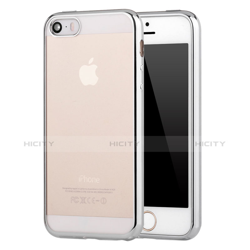 Coque Ultra Fine TPU Souple Housse Etui Transparente H05 pour Apple iPhone SE Argent Plus