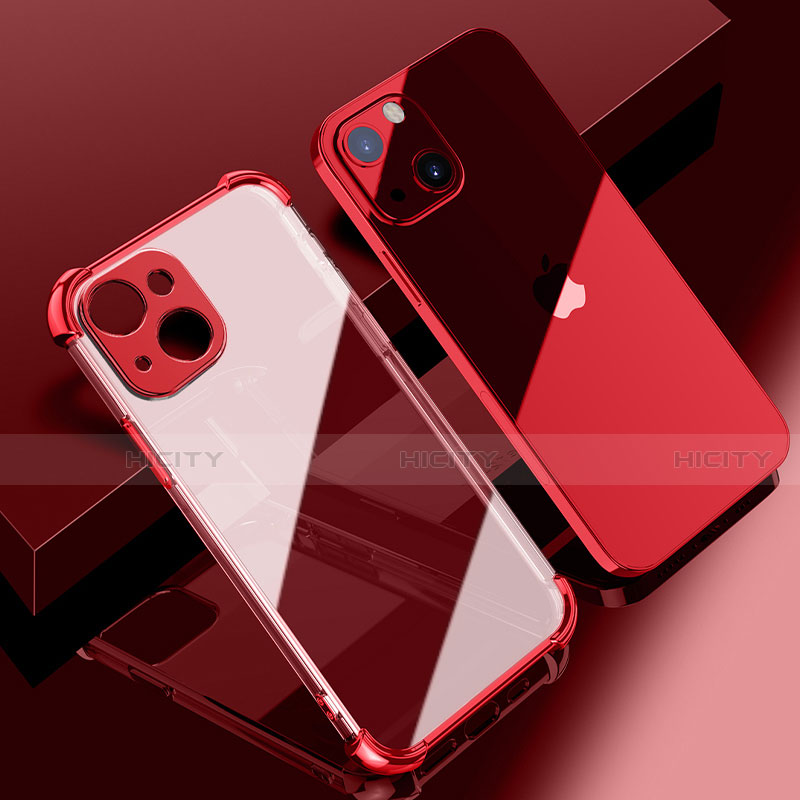 Coque Ultra Fine TPU Souple Housse Etui Transparente H06 pour Apple iPhone 14 Rouge Plus