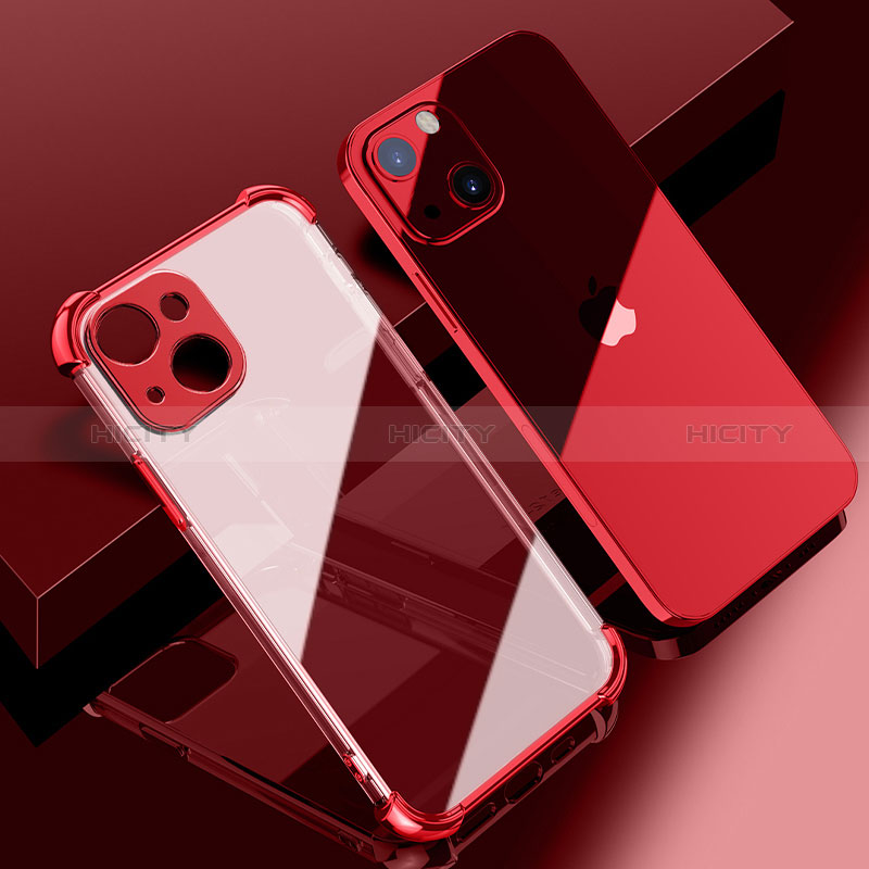 Coque Ultra Fine TPU Souple Housse Etui Transparente H06 pour Apple iPhone 15 Rouge Plus