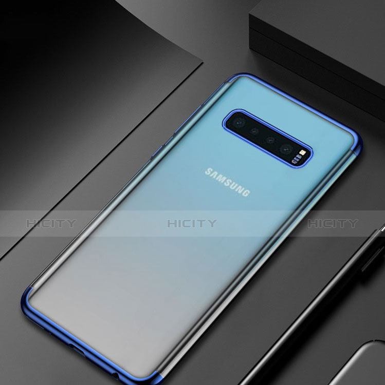 Coque Ultra Fine TPU Souple Housse Etui Transparente H06 pour Samsung Galaxy S10 Plus Bleu Plus