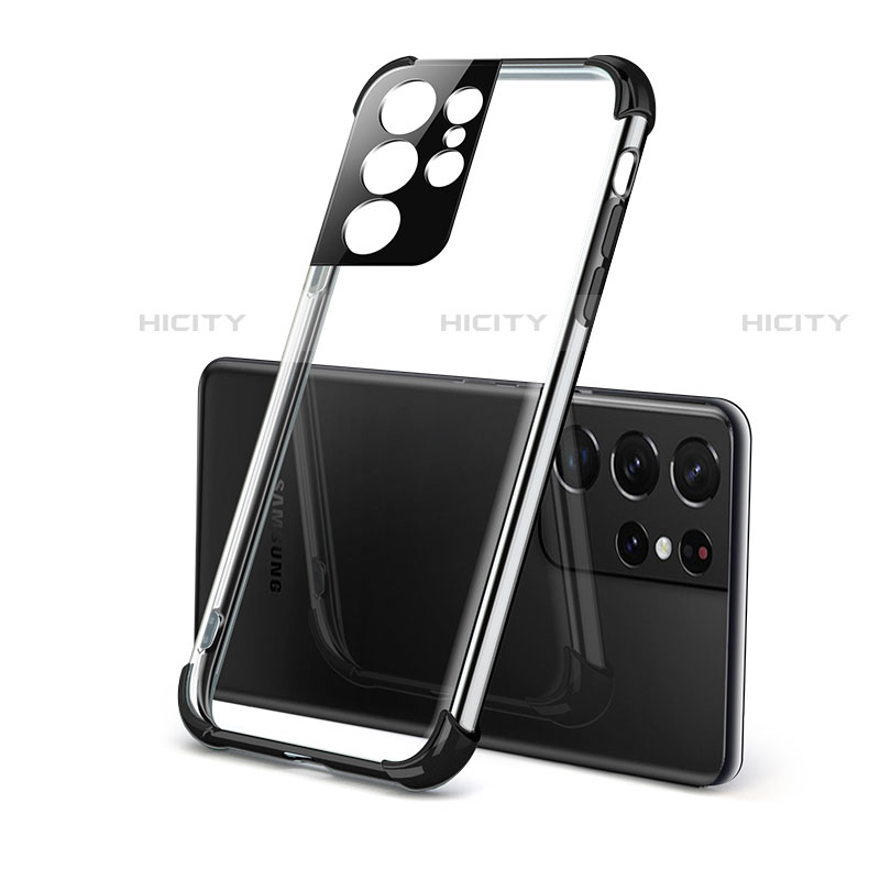 Coque Ultra Fine TPU Souple Housse Etui Transparente H09 pour Samsung Galaxy S21 Ultra 5G Noir Plus