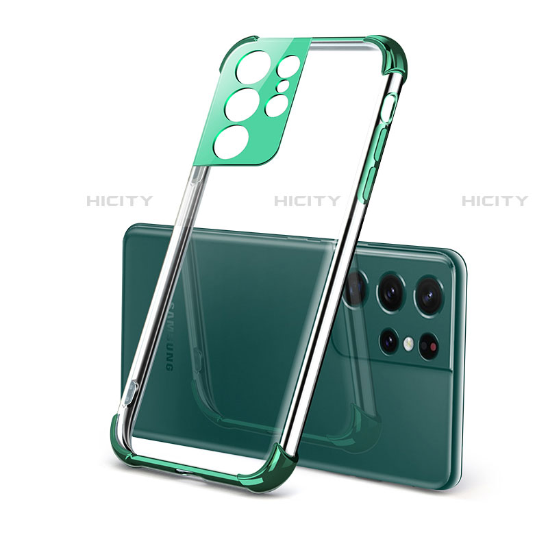 Coque Ultra Fine TPU Souple Housse Etui Transparente H09 pour Samsung Galaxy S21 Ultra 5G Vert Plus