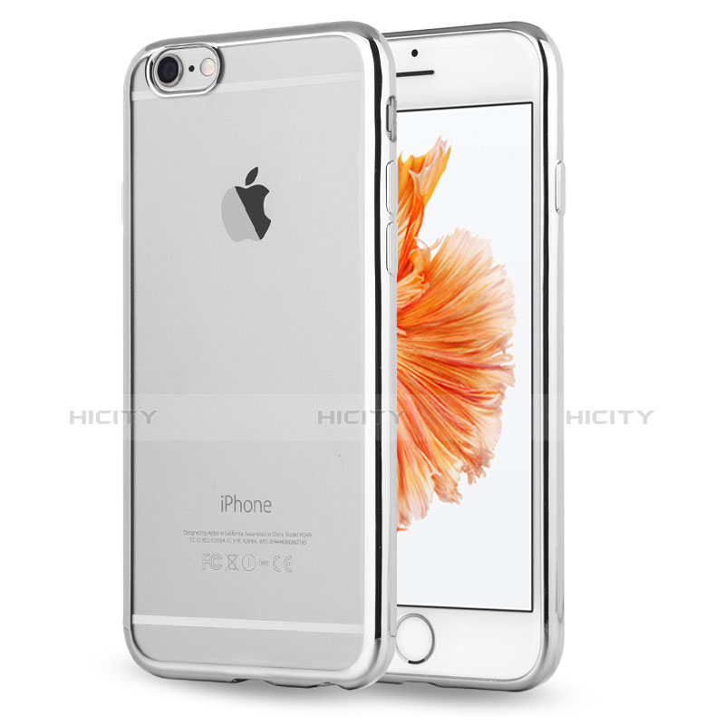 Coque Ultra Fine TPU Souple Housse Etui Transparente H17 pour Apple iPhone 6 Argent Plus