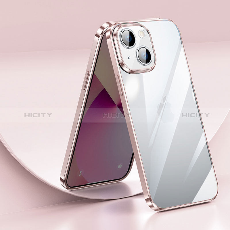 Coque Ultra Fine TPU Souple Housse Etui Transparente LD2 pour Apple iPhone 14 Plus Or Rose Plus