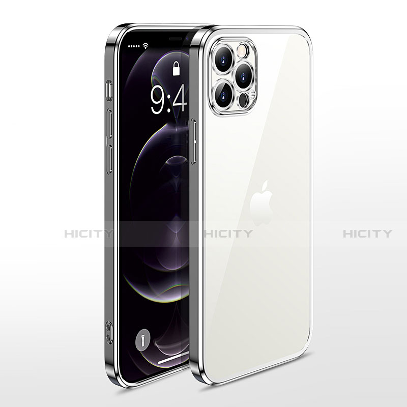 Coque Ultra Fine TPU Souple Housse Etui Transparente N01 pour Apple iPhone 12 Pro Argent Plus