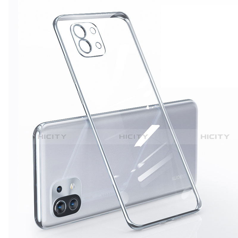 Coque Ultra Fine TPU Souple Housse Etui Transparente pour Xiaomi Mi 11 Lite 4G Argent Plus