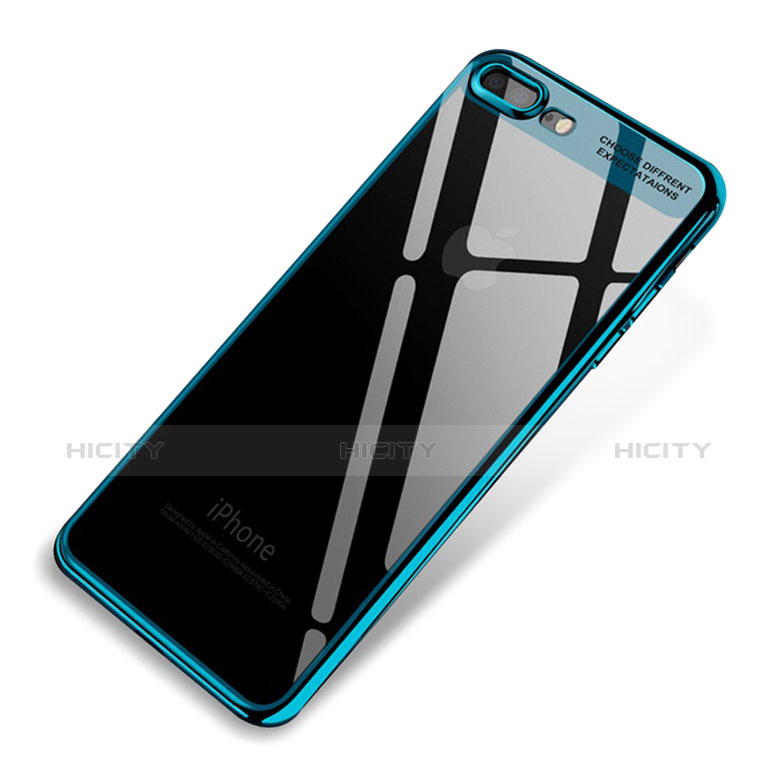 Coque Ultra Fine TPU Souple Housse Etui Transparente Q03 pour Apple iPhone 8 Plus Bleu Plus