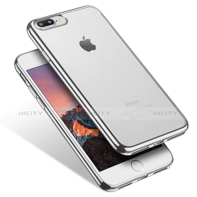 Coque Ultra Fine TPU Souple Housse Etui Transparente Q07 pour Apple iPhone 7 Plus Argent Plus