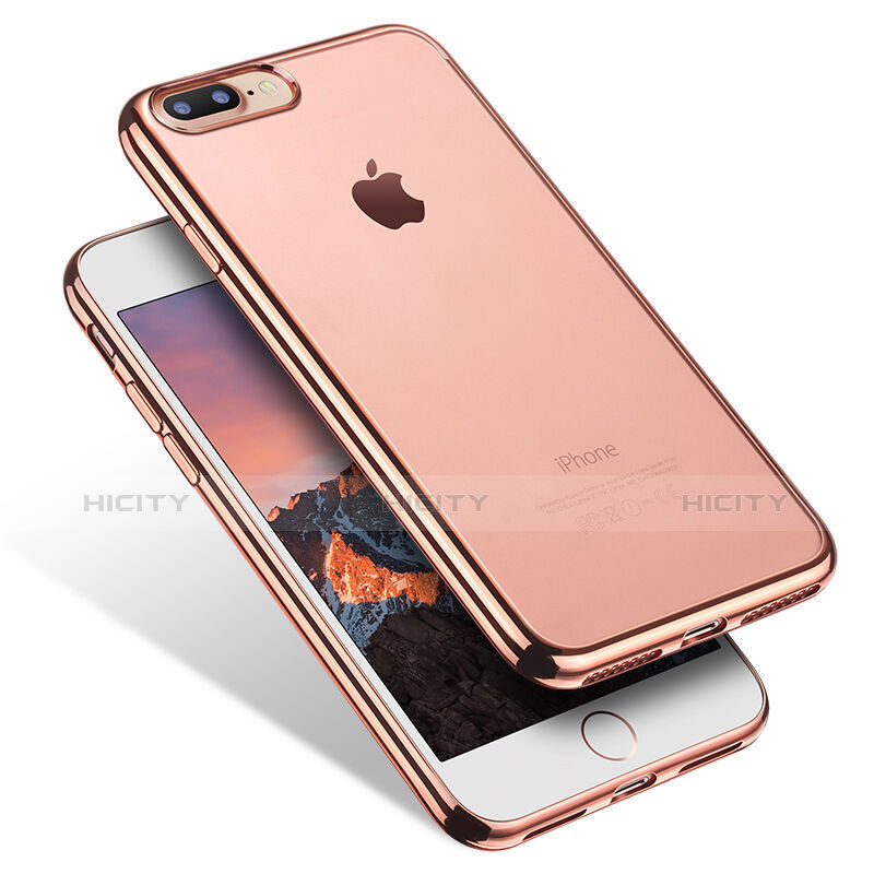 Coque Ultra Fine TPU Souple Housse Etui Transparente Q07 pour Apple iPhone 8 Plus Or Rose Plus