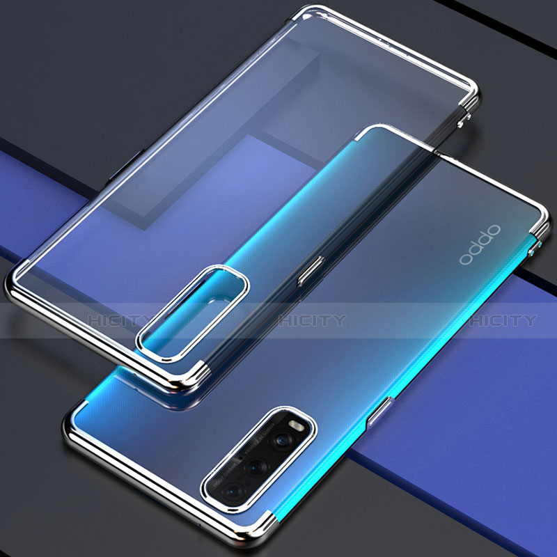 Coque Ultra Fine TPU Souple Housse Etui Transparente S01 pour Oppo Find X2 Argent Plus