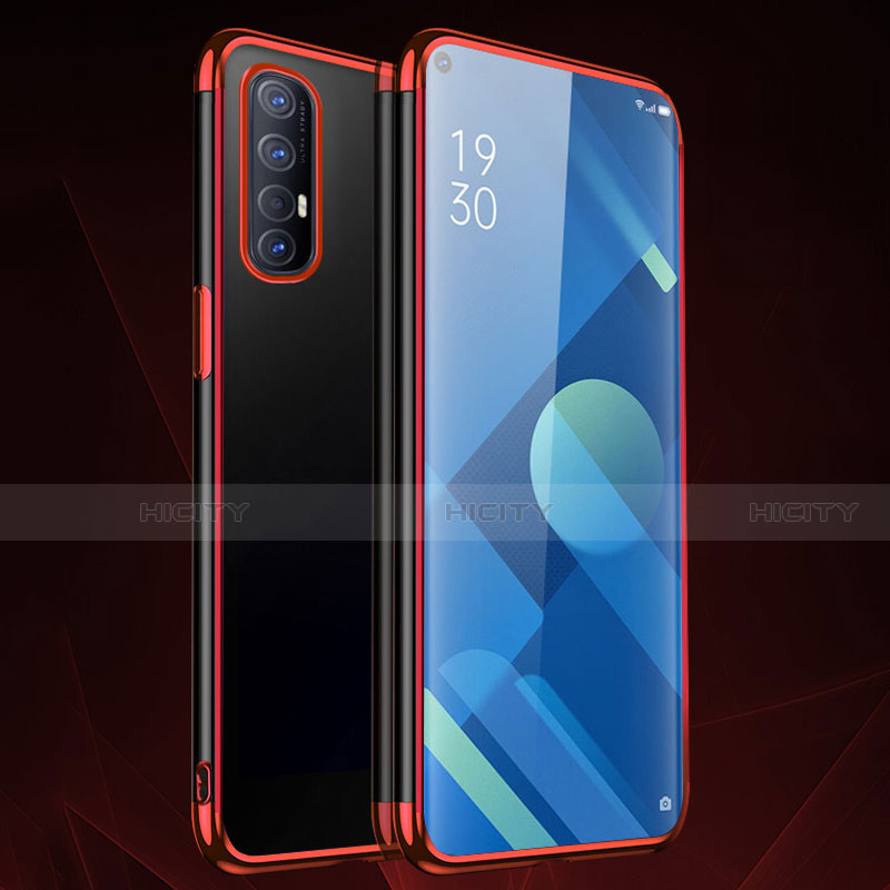 Coque Ultra Fine TPU Souple Housse Etui Transparente S01 pour Oppo Reno3 Pro Rouge Plus