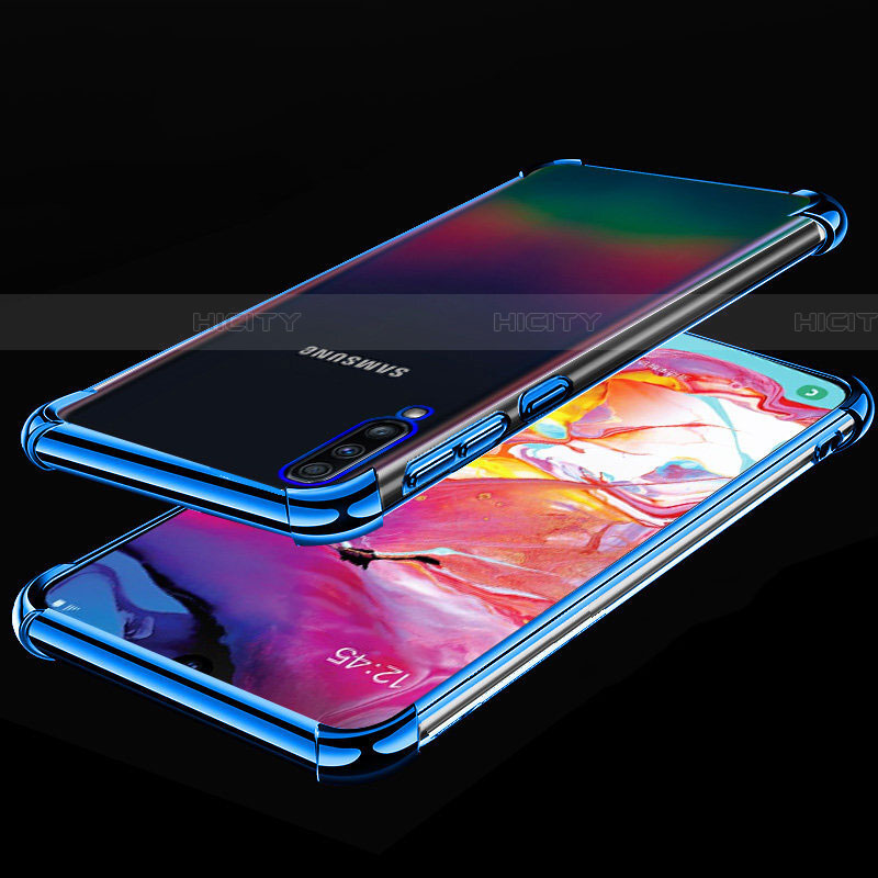 Coque Ultra Fine TPU Souple Housse Etui Transparente S01 pour Samsung Galaxy A70 Bleu Plus